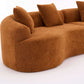 Curved Compression Foam Sectional Sofa – 110” Modular Chenille Couch (Sleeper Style) in warm brown upholstery with soft cushions.