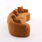 Curved Compression Foam Sectional Sofa – 110” Modular Chenille Couch (Sleeper Style) in warm brown upholstery with cushions.