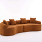 Curved Compression Foam Sectional Sofa – 110” Modular Chenille Couch (Sleeper Style) in plush brown upholstery.
