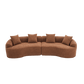 Curved Compression Foam Sectional Sofa – 110” Modular Chenille Couch (Sleeper Style) in warm brown fabric with pillows.