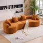 Curved Compression Foam Sectional Sofa – 110” Modular Chenille Couch (Sleeper Style) in a warm orange color.