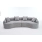 Curved Compression Foam Sectional Sofa – 110” Modular Chenille Couch (Sleeper Style) with plush gray upholstery and cushions.