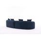 Curved Compression Foam Sectional Sofa – 110” Modular Chenille Couch (Sleeper Style) in dark blue upholstery.