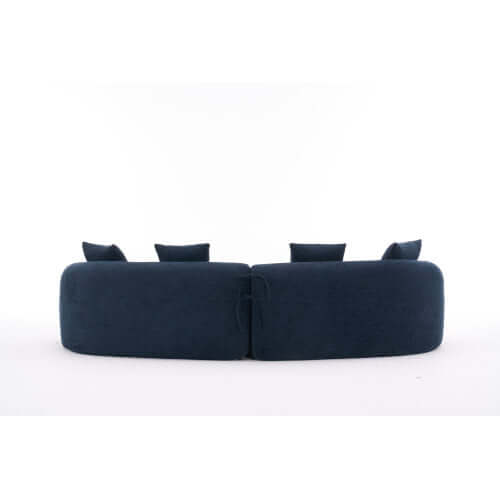 Curved Compression Foam Sectional Sofa – 110” Modular Chenille Couch (Sleeper Style) in a navy color.