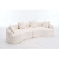 Curved Compression Foam Sectional Sofa – 110” Modular Chenille Couch (Sleeper Style) in soft white upholstery.