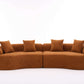 Curved Compression Foam Sectional Sofa – 110” Modular Chenille Couch (Sleeper Style) in warm brown with plush cushions.