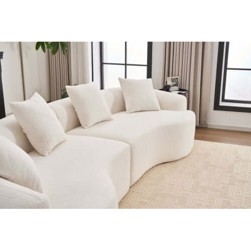 Curved Compression Foam Sectional Sofa – 110” Modular Chenille Couch (Sleeper Style) with plush upholstery and modern design.