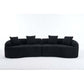 Curved Compression Foam Sectional Sofa – 110” Modular Chenille Couch (Sleeper Style) with plush black upholstery.