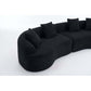 Curved Compression Foam Sectional Sofa – 110” Modular Chenille Couch (Sleeper Style) in black with plush cushions.