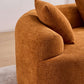 Curved Compression Foam Sectional Sofa – 110” Modular Chenille Couch (Sleeper Style) in soft orange upholstery with plush comfort.