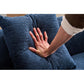 Curved Compression Foam Sectional Sofa – 110” Modular Chenille Couch (Sleeper Style) close-up of plush pillows