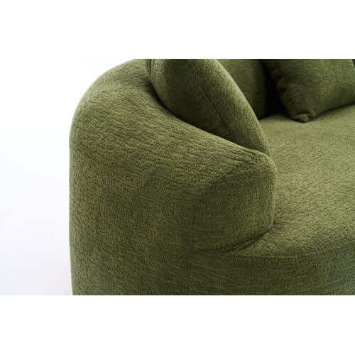 Curved Compression Foam Sectional Sofa – 110” Modular Chenille Couch (Sleeper Style) close-up of plush upholstery.