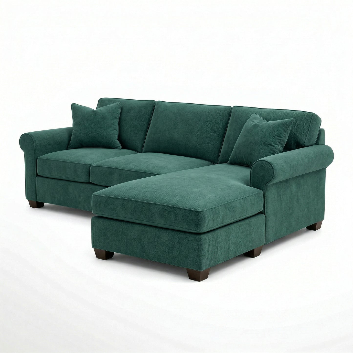 Irlanda Upholstered L-Shaped Sectional – 120" Made-in-USA Sectional Sofa - Velvet Antique Kelly Green - Velvet (1)
