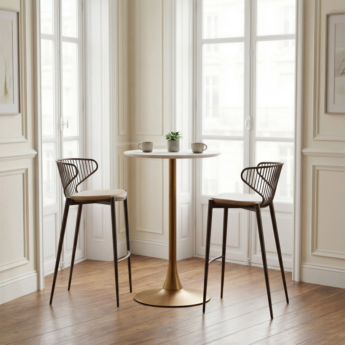 Silues Taupe & Brown Barstool (Set of 2)