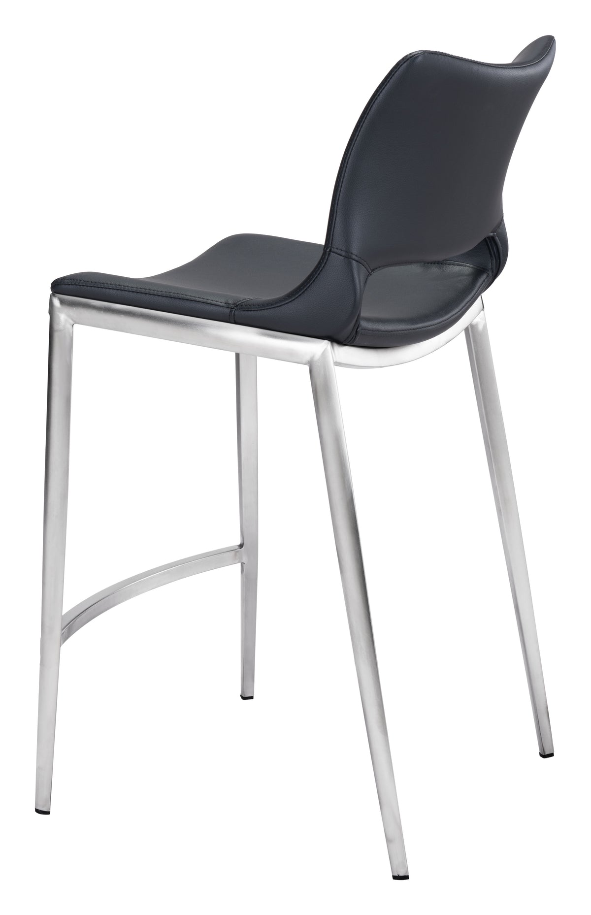 Ace Counter Stool (Set of 2) in Black & Silver
