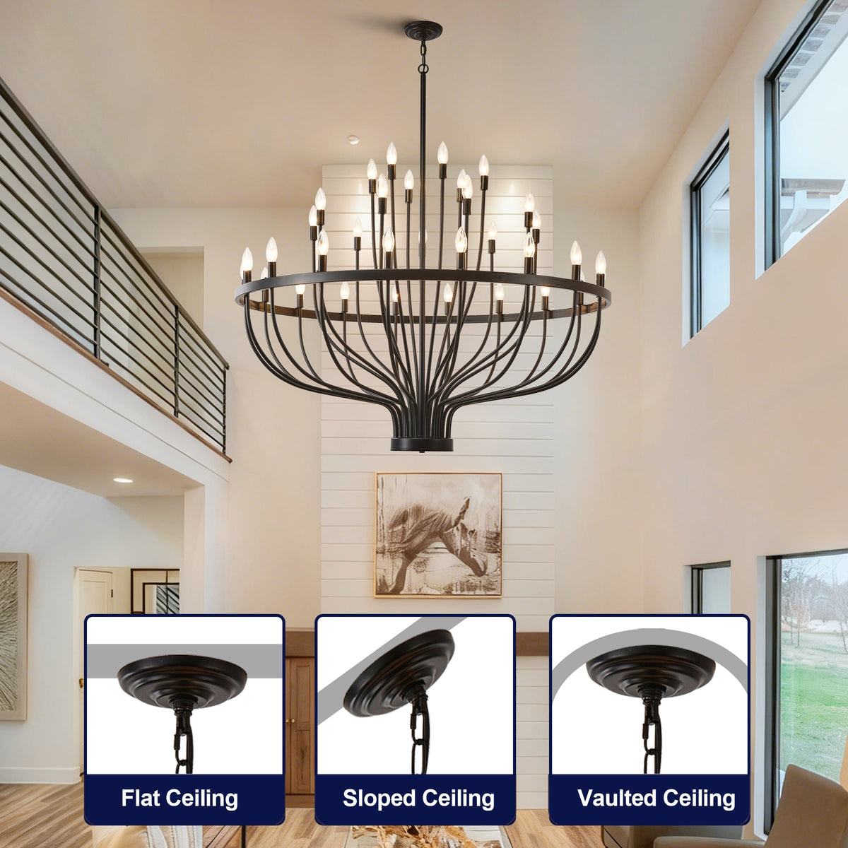 Daxton Black Iron 33-Light Chandelier 47 inch
