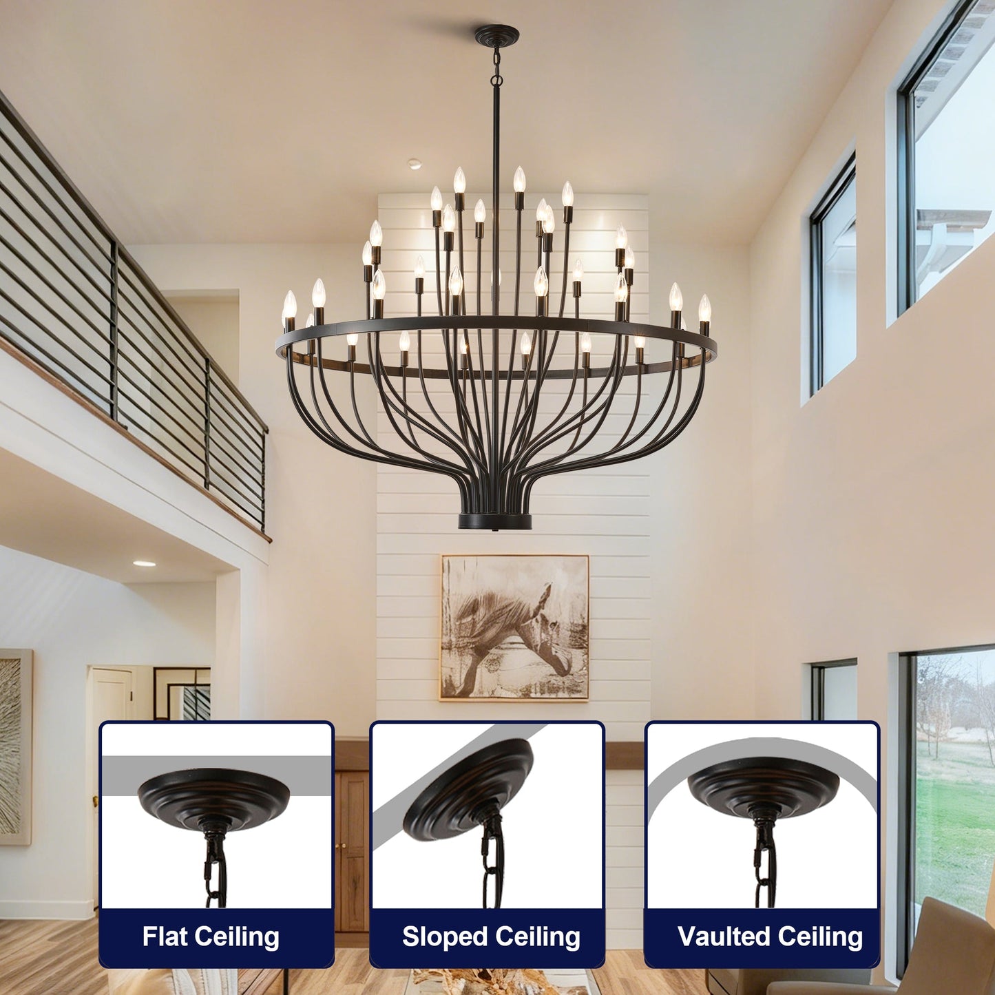 Daxton Black Iron 33-Light Chandelier 47 inch