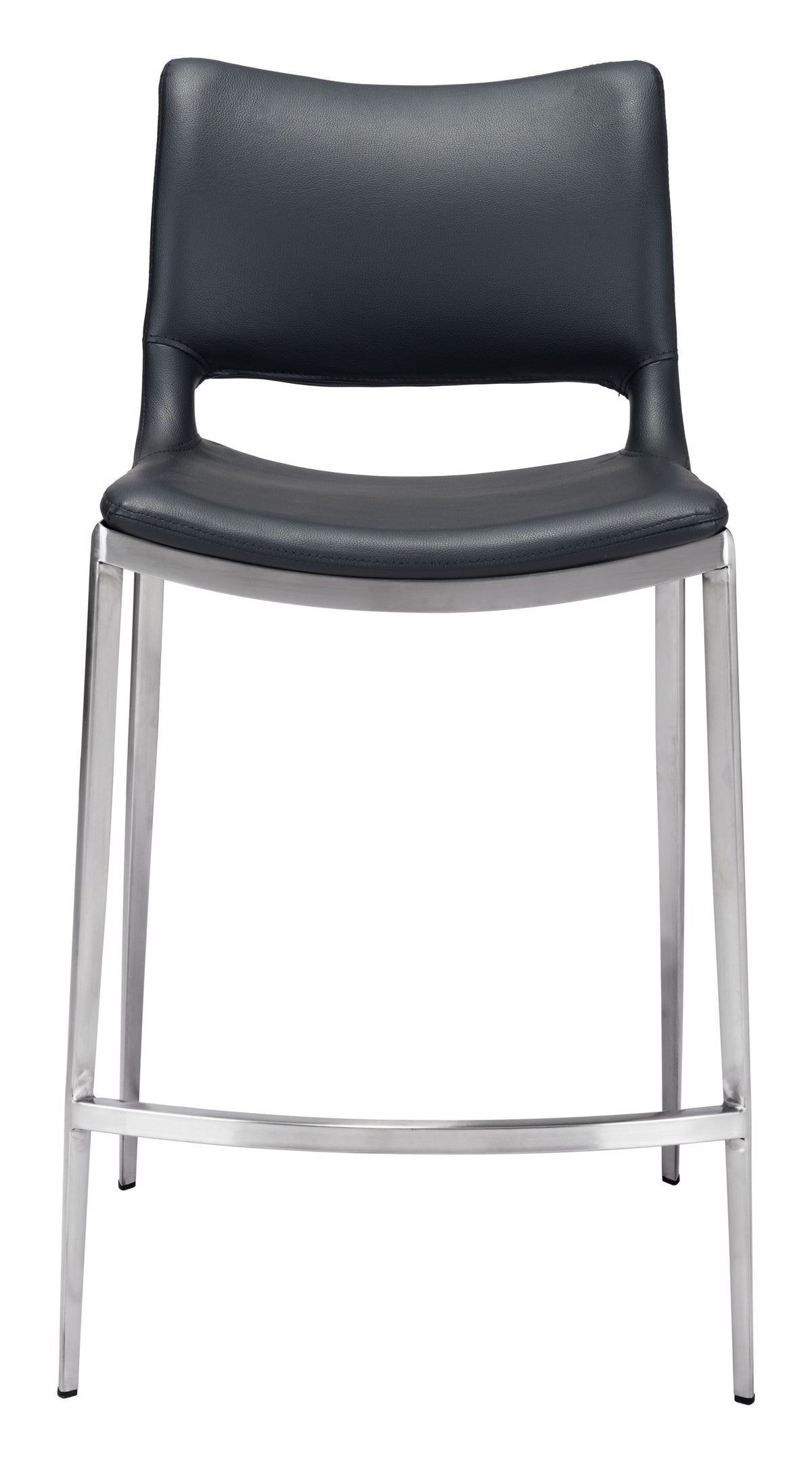 Ace Counter Stool (Set of 2) in Black & Silver