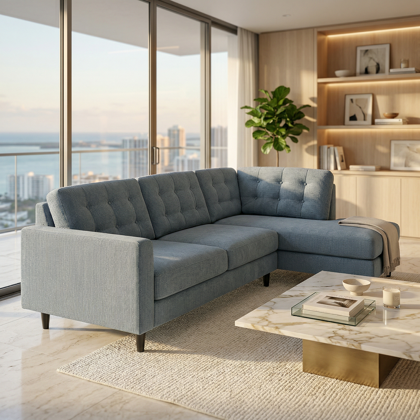 Talmadge Sectional Sofa – 120" L-Shaped, Made in USA - Leslie Peacock - Fabric (1)