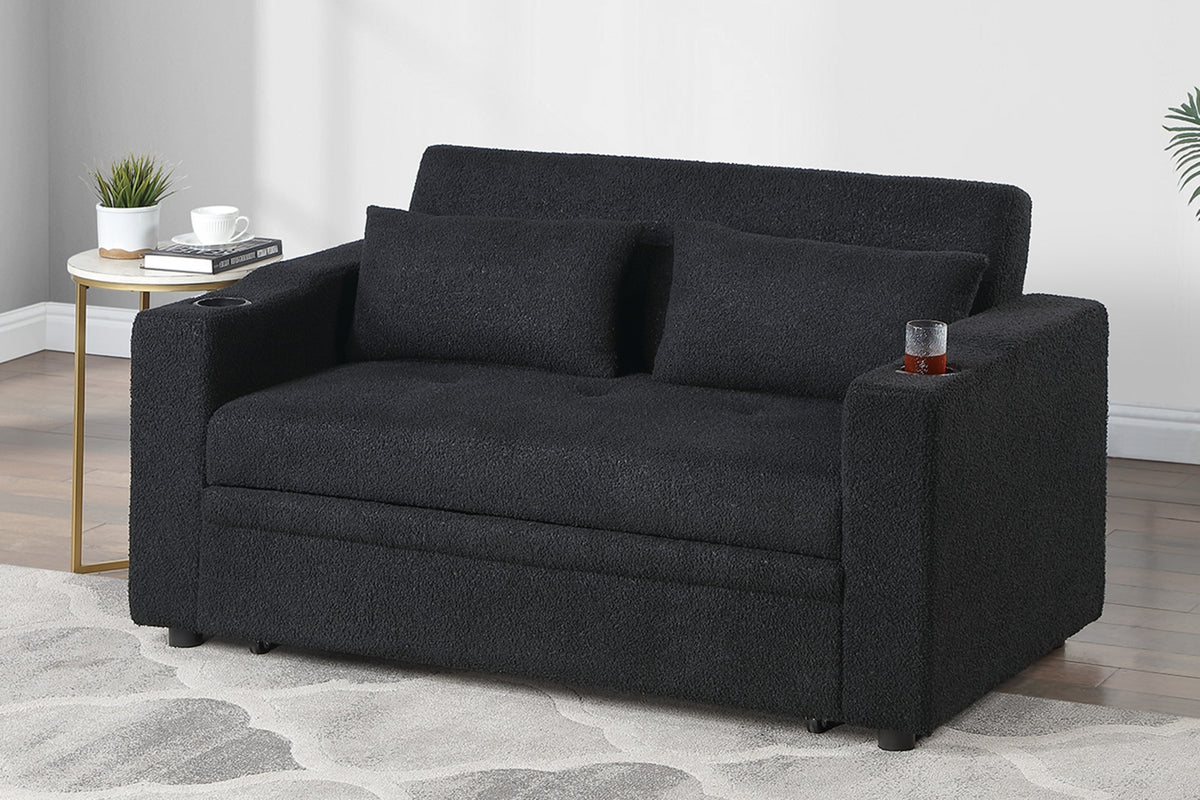 Easton Black Sherpa Sleeper Sofa