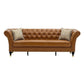 Barrington Chesterfield faux leather sofa in light brown