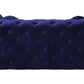 Atronia Luxe Deco Blue Velvet Sofa Loveseat 72" back view showcasing button tufting and high-shelter arms.