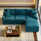 Clifford L-Shaped Sectional Sofa – Made in USA, 9 Fabric Options - Velvet Antique Peacock - Velvet (10)