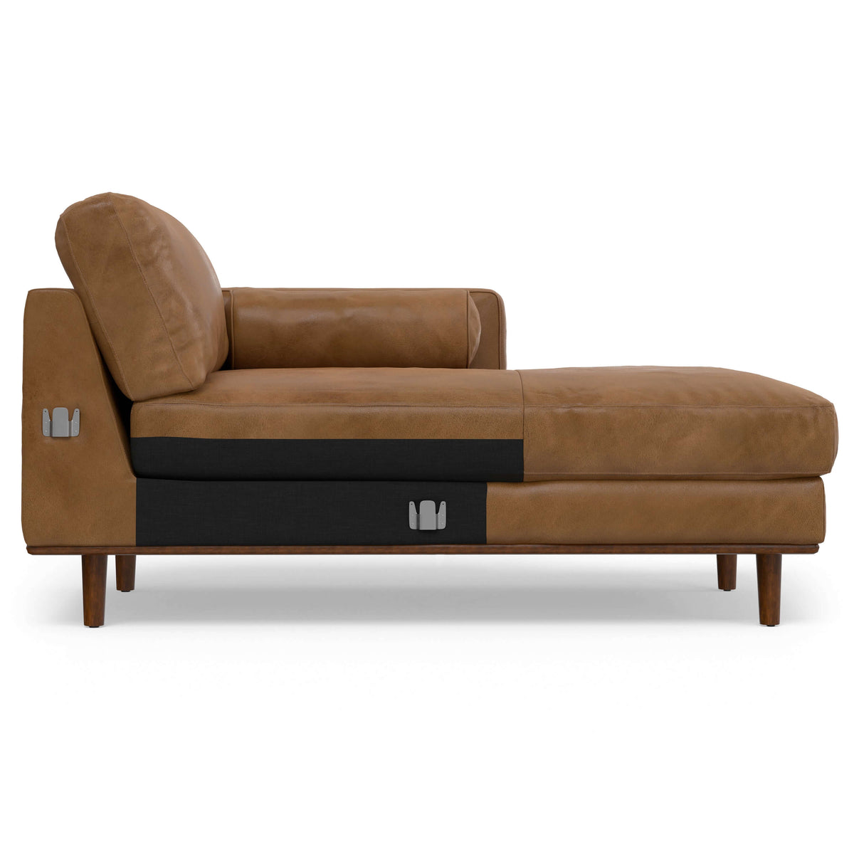 Morrison MCM Genuine Leather Sectional Chaise Sofa 102" – Modern Leather Chaise Sectional (2 Colors) side view.