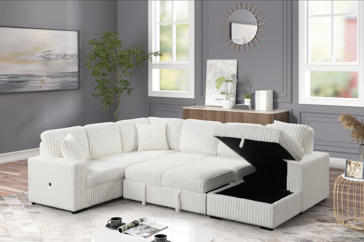 Jorvik sectional sofa in cream velvet