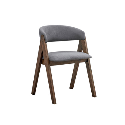 Keiki Gray Fabric & Walnut Finish Side Chair – Set of 2, Scandinavian Design