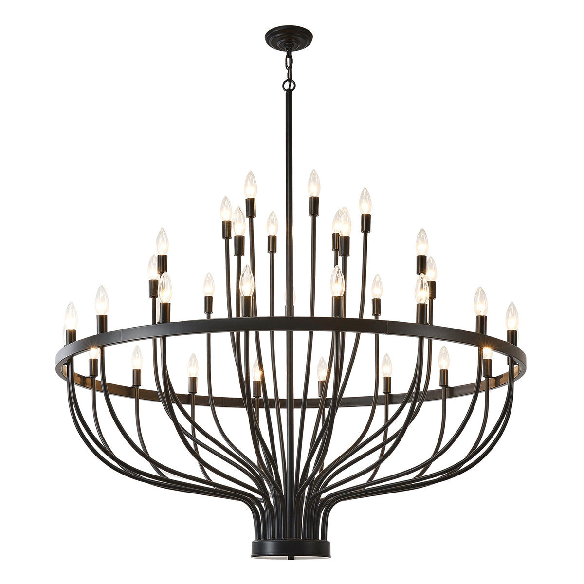 Daxton Black Iron 33-Light Chandelier 47 inch
