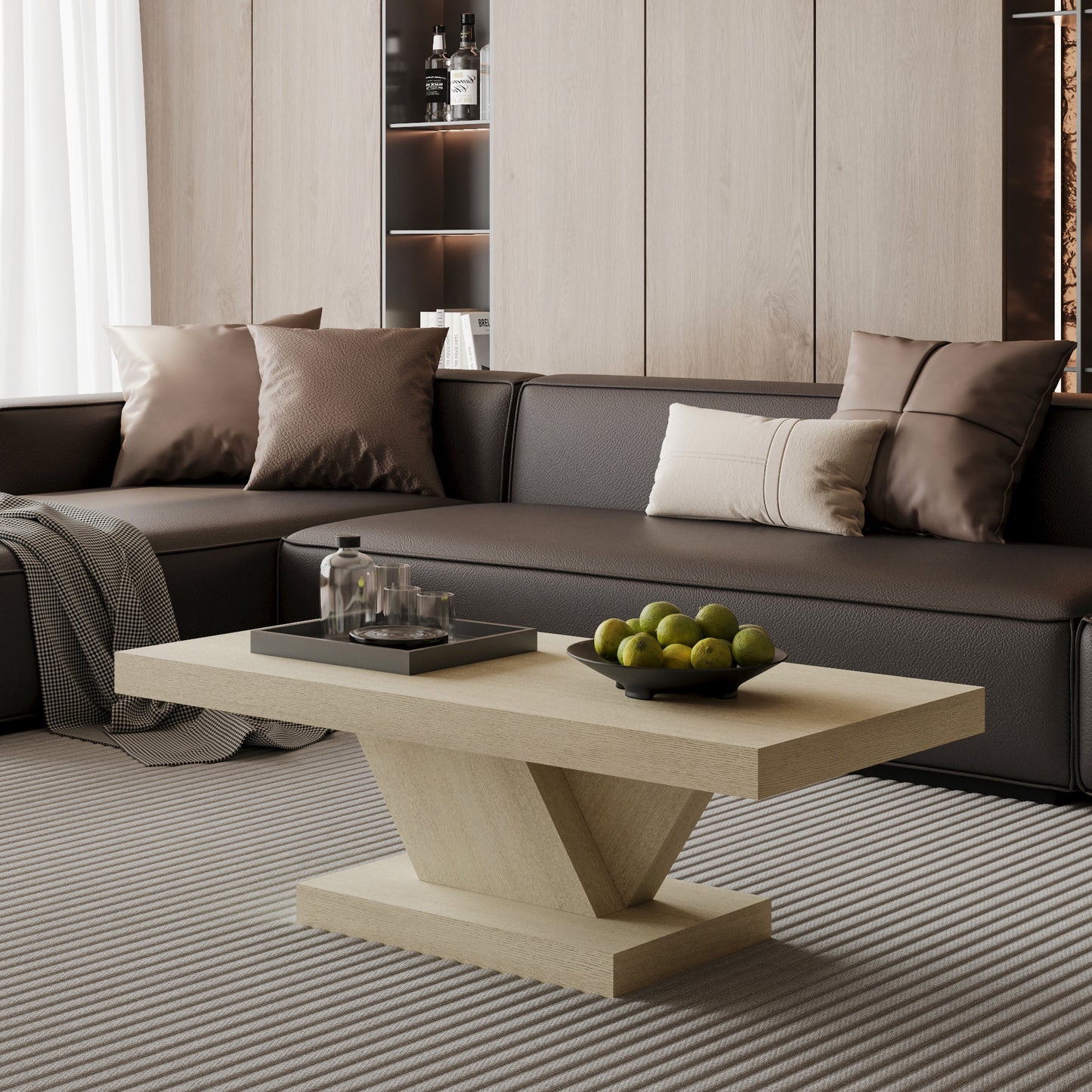 Kirwan Imitative Oak Solid Wood & MDF Coffee Table – 23.62" Rectangular Coffee Table