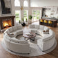 Faelan Chenille Curved Modular Sectional Sofa – 8-Seat Storage Console Couch - Beige (1)