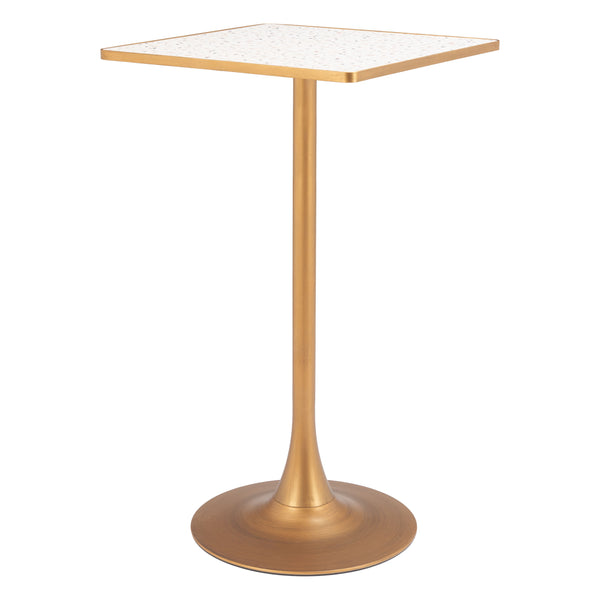 Spot Bar Table in Beige & Gold