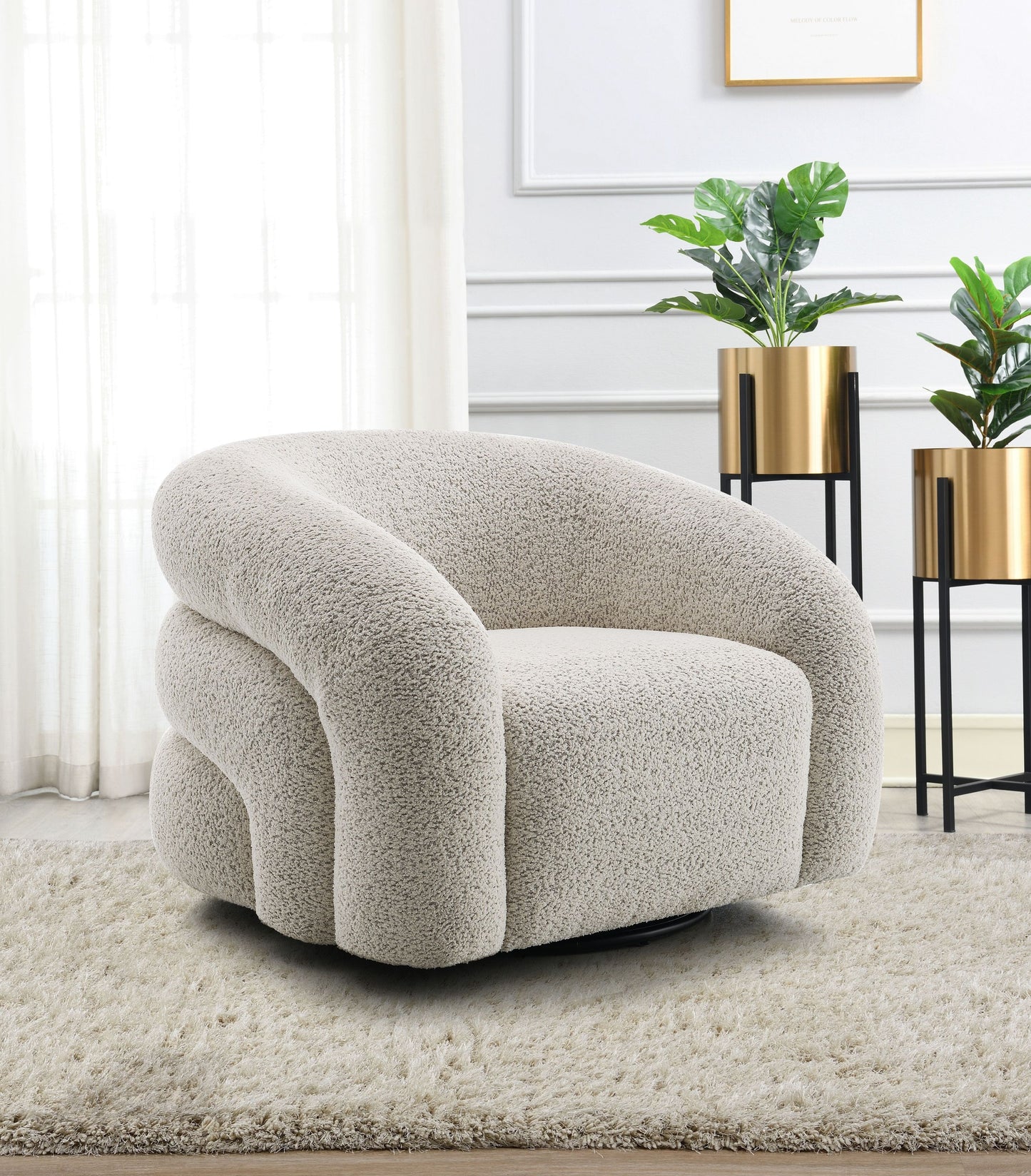 Irma Gray Boucle Accent Chair – 37"W Accent Chair