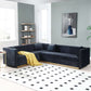 Glamorous Channel Tufted Velvet Corner Sofa Sectional