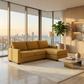 Damon L-Shaped Sectional Sofa – 120" Chaise Sectional in Fabric & Velvet - Yellow Hepburn Chai Tea Fabric (1)