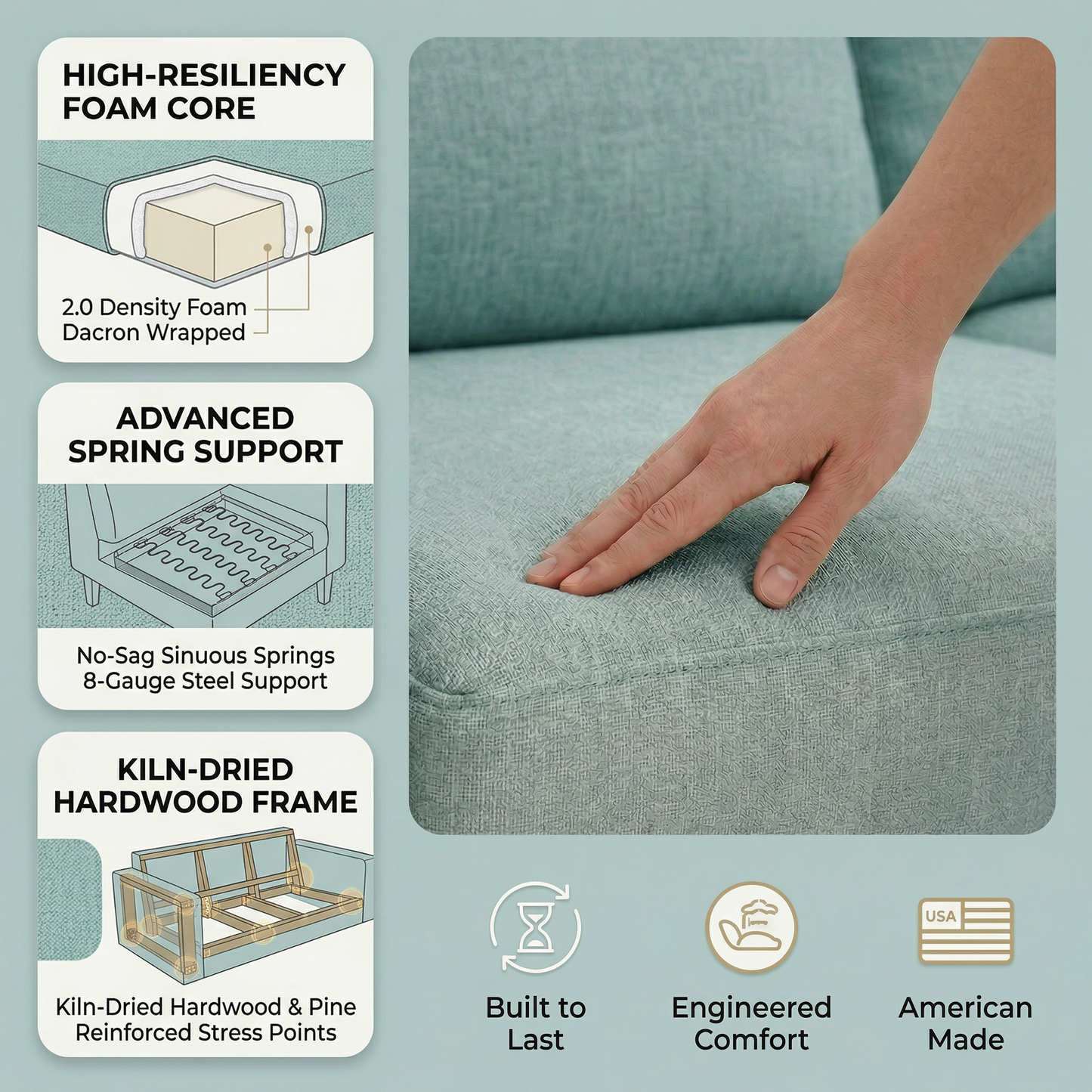 Clifford L-Shaped Sectional Sofa – Made in USA, 9 Fabric Options - Leslie Robins Egg - Fabric (8)