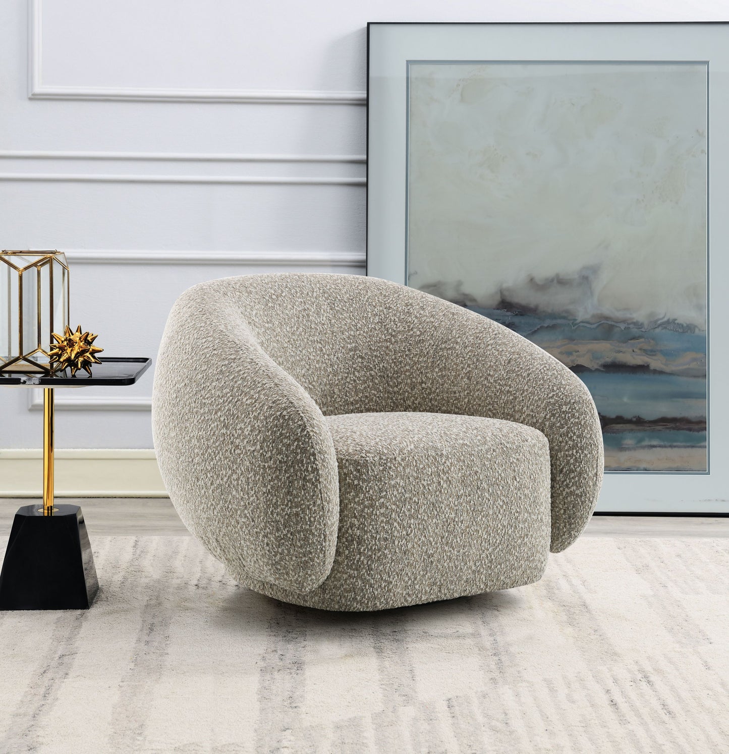 Isabel Brown Boucle Accent Chair – 42"W Accent Chair