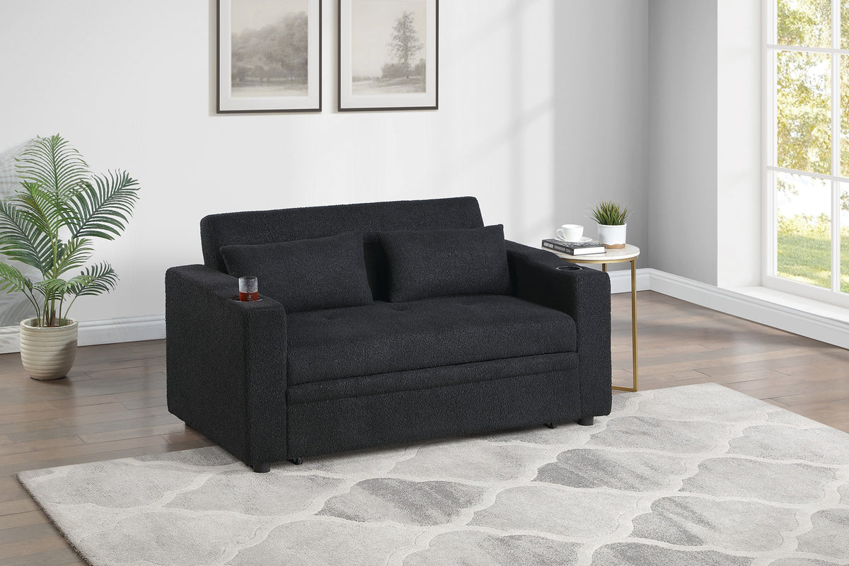 Easton Black Sherpa Sleeper Sofa