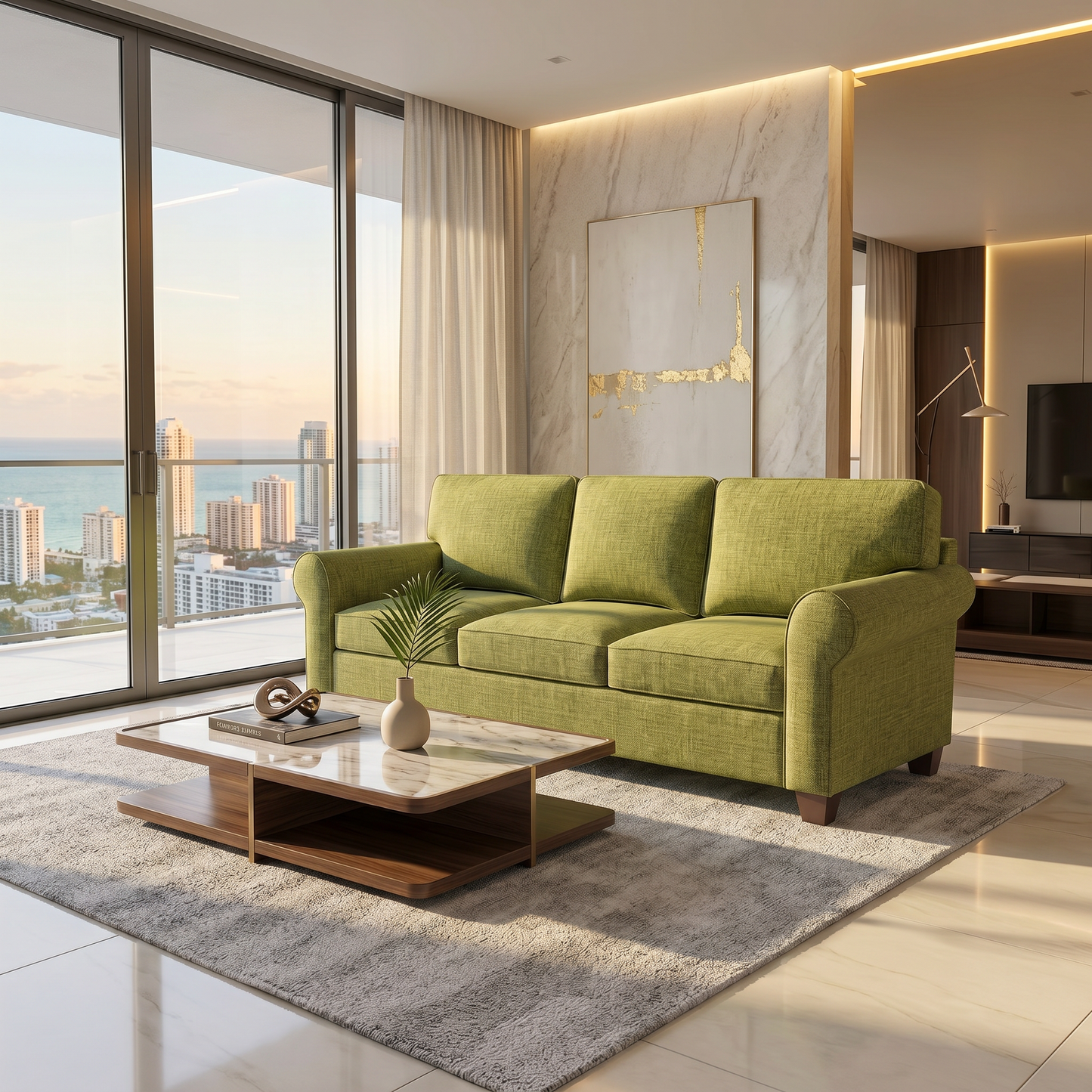 Augusta Sofa – Made in USA, Custom Fabric Options, 83" Classic Design - Notion Appletini - Fabric (2)