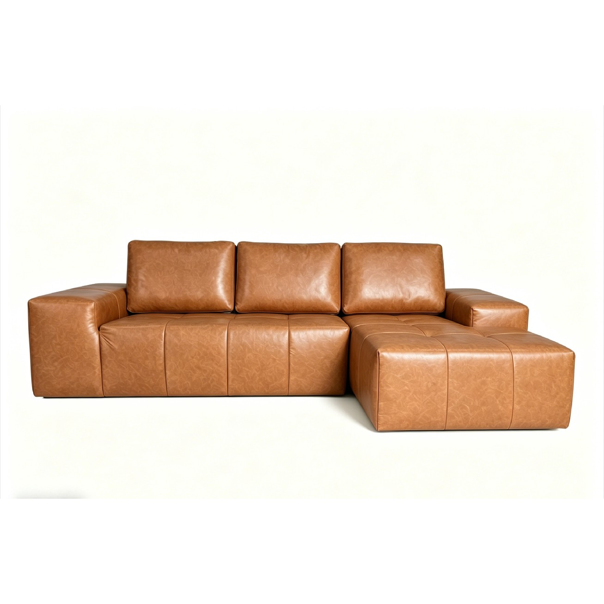 Isolde Brown Faux Leather Modular Sectional Sofa – Right Chaise – view 2