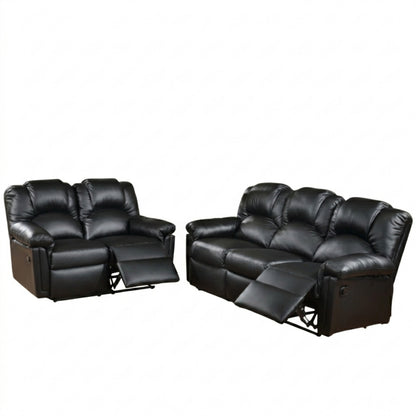 Brennan Black Bonded Leather Reclining Sofa & Loveseat Set