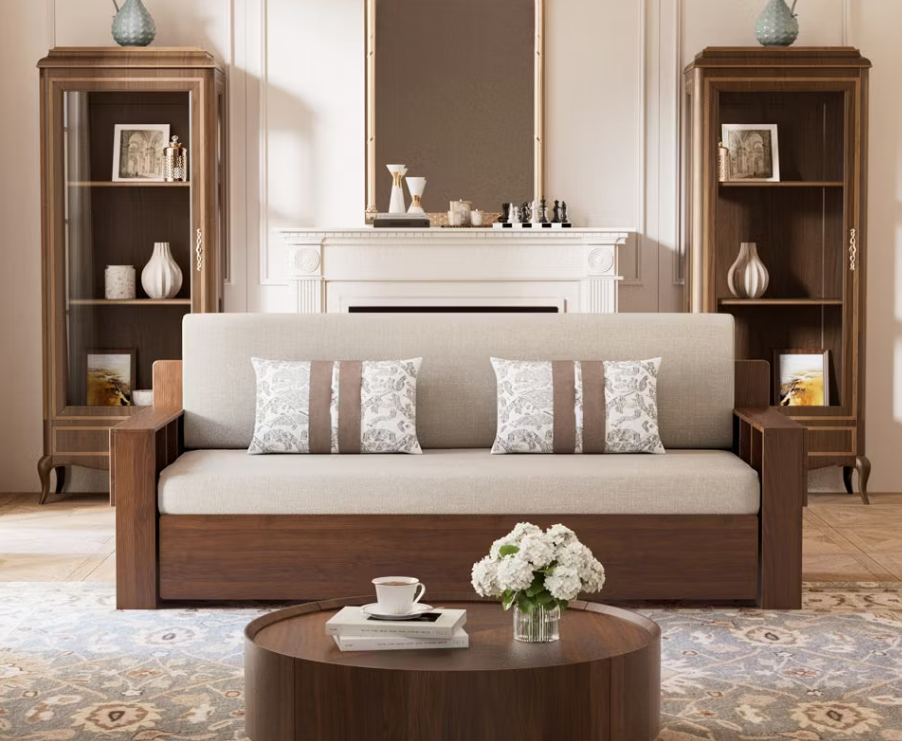 Off White lift-up storage sofa bed