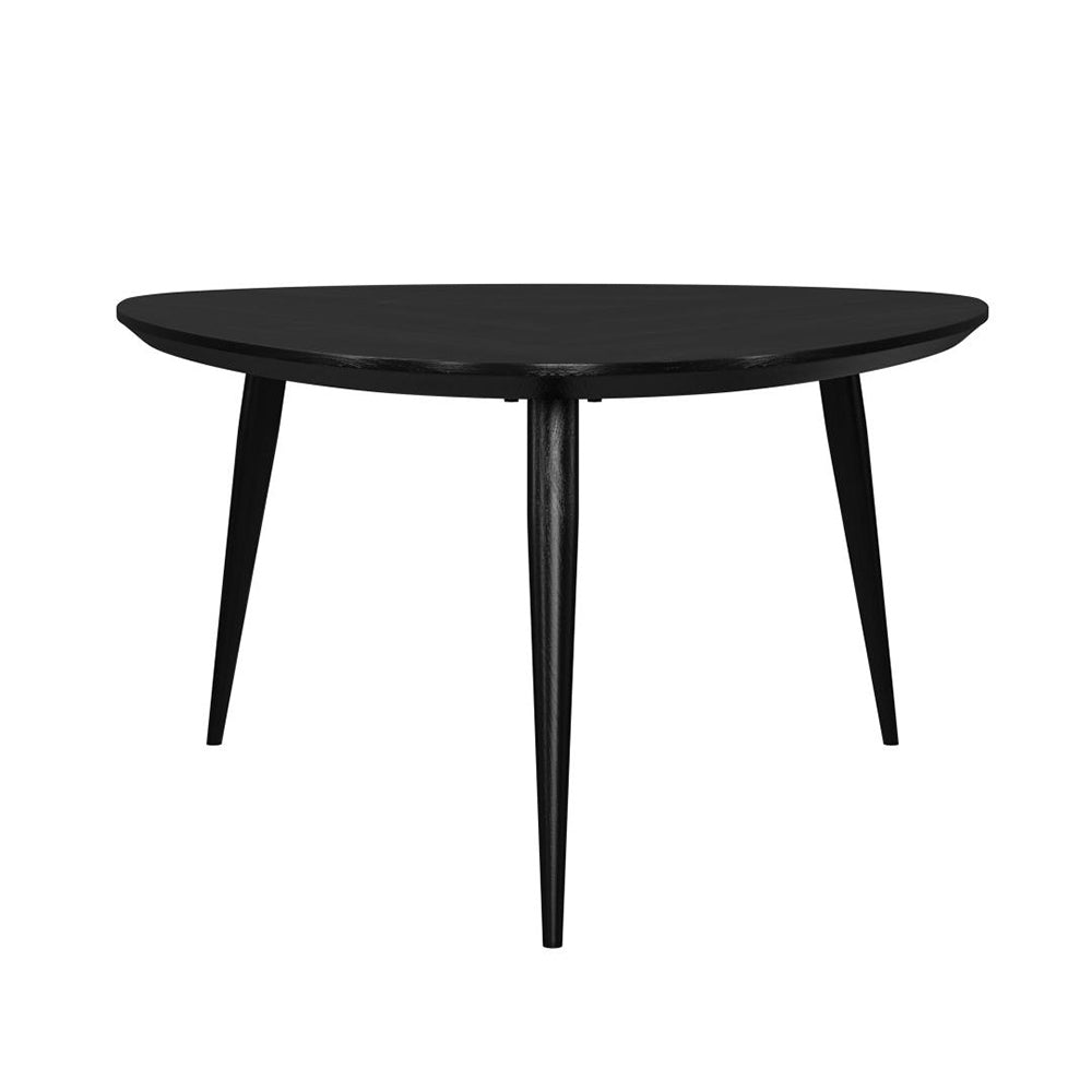 Rowan Black Mango Wood Coffee Table – 39" Triangular Iron-Leg Table