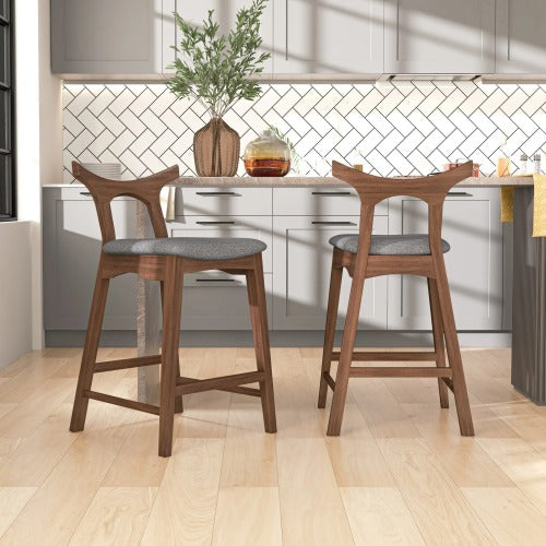 Sillas de bar Mid-Century modernas de madera maciza 'Hester' (juego de 2) 