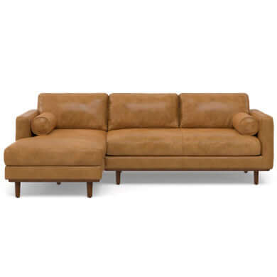 Morrison MCM Genuine Leather Sectional Chaise Sofa 102" – Modern Leather Chaise Sectional (2 Colors) in rich leather.