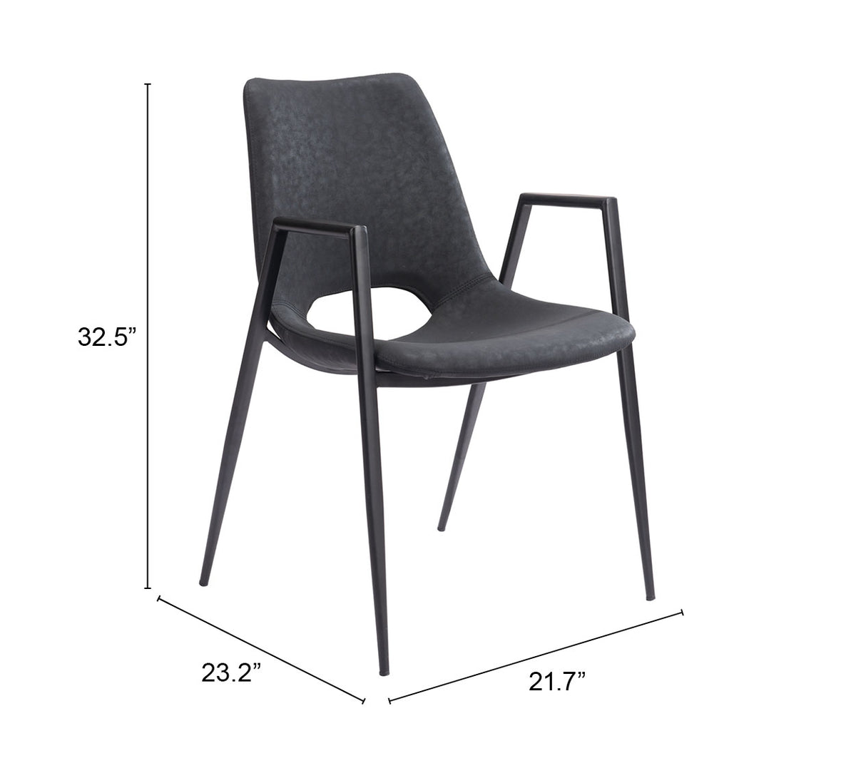Desi Dining Chair (Set of 2) in Black