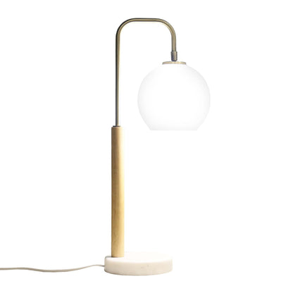 Freya White Globe & Marble Base Table Lamp – 23" Bedside Lamp