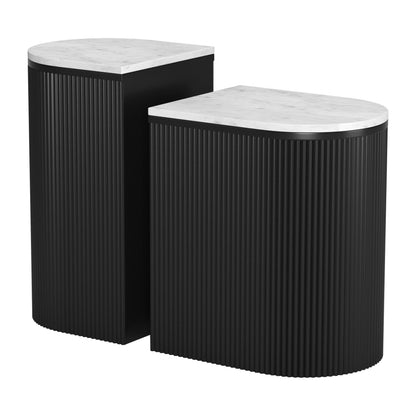Ormara White & Black Side Table Set (2-Piece)